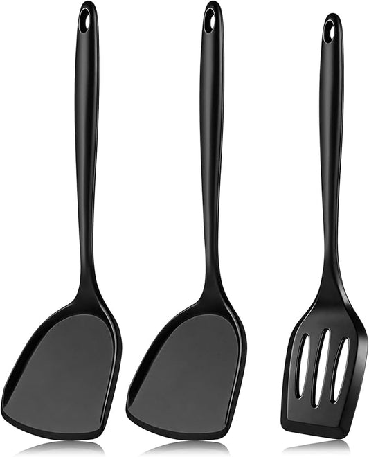 3 Pieces Silicone Spatula, Pacifier-Grade Silicone Spatulas Set Heat Resistant 600℉ for Food Safety, Premium Non-Stick Silicone Solid Turner BPA Free for Cooking, Enhances Cooking Comfort by Unknown