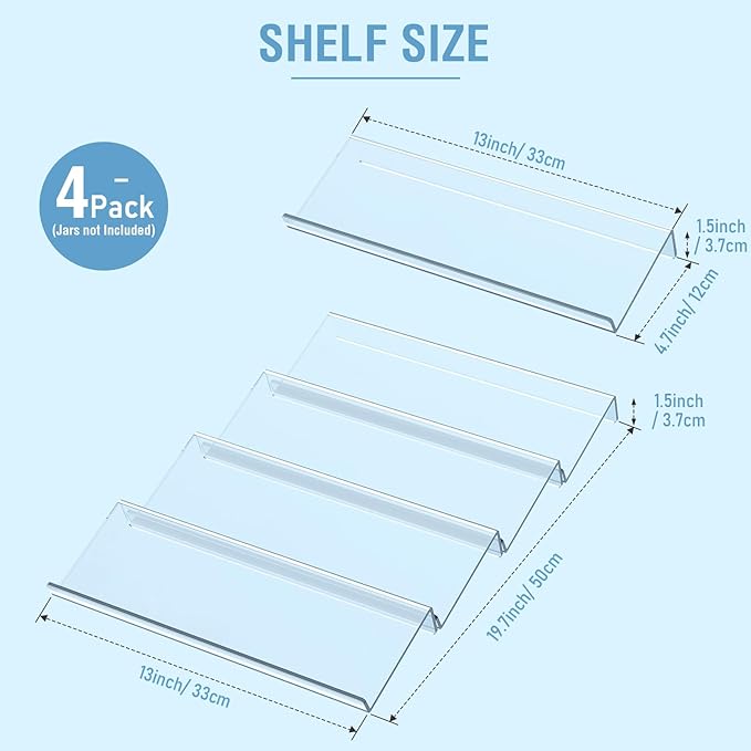 Suneerplay Spice Drawer Organizer 4 Tier, Acrylic Seasoning Organizer Rack, Clear Spice Rack Tray, Kitchen Seasoning Jars Drawers Insert (Jars Not Included/Expandable From 13" to 26") - Image 2