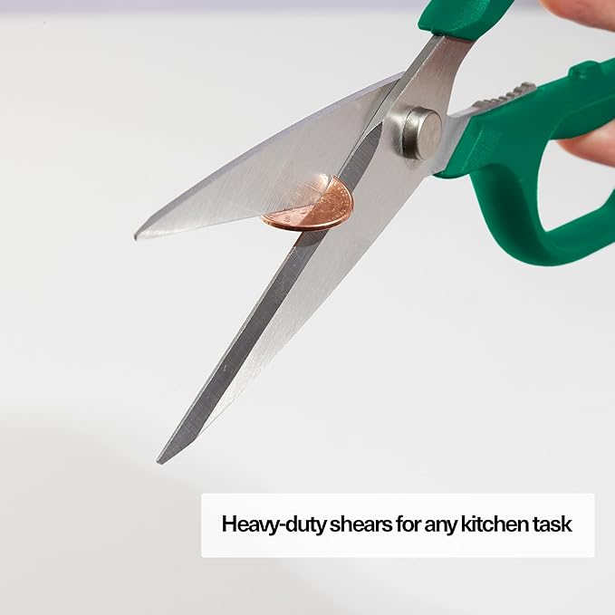 Misen Heavy Duty Kitchen Shears - Comfortable Ambidextrous Scissors for Meat, Poultry, Herbs & More - Easy to Clean - German Stainless Steel - Large | Green - Image 7