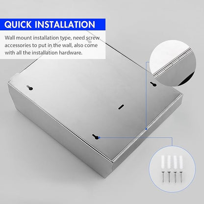 2 Packs Paper Towel Dispenser Wall Mount Commercial, Touchless Hand Towel Dispenser with Lock (Stainless Steel) - Image 5