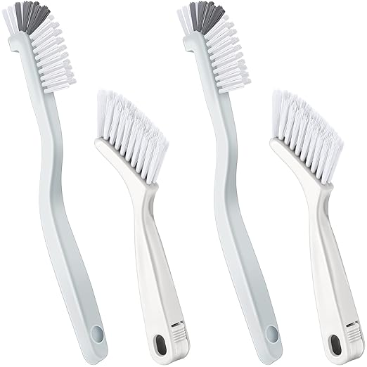 Patelai 4 Pieces Cleaning Brush Sets Small Scrub Brush Household Use for Cleaning Bottle Sink Kitchen Sink Corner Dish Edge Grout Bathroom Sliding Door Window Track(White) by Patelai