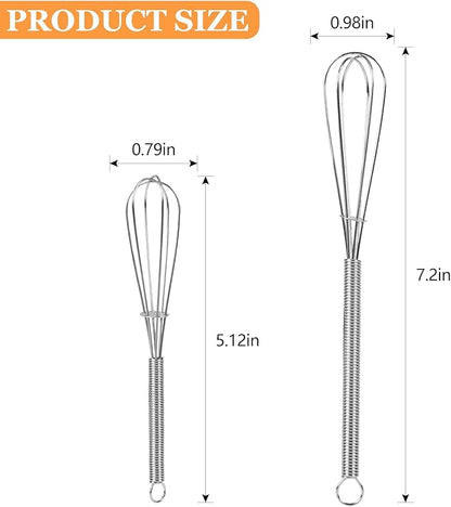 NileHome Mini Whisks Stainless Steel Whisk Set 5" 7" Kitchen Small Wisk Balloon Wire Tiny Whisks for Cooking, Whisking, Blending, Beating, Stirring 2Pack - Image 2