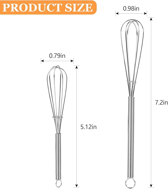 NileHome Mini Whisks Stainless Steel Whisk Set 5" 7" 7"Kitchen Small Wisk Balloon Wire Tiny Whisks for Cooking, Whisking, Blending, Beating, Stirring 3 Pack - Image 2
