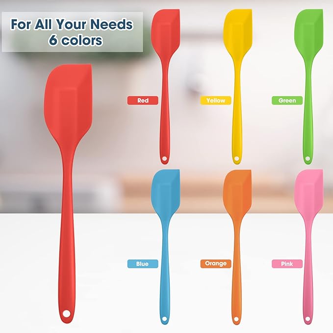 Irenare 24 Pcs Silicone Spatulas 11 Inch Large Rubber Spatulas Heat Resistant Non Stick Flexible Scrapers Seamless One Piece Design Cooking Baking Mixing Tool Cookware Dishwasher Safe, 6 Colors - Image 4