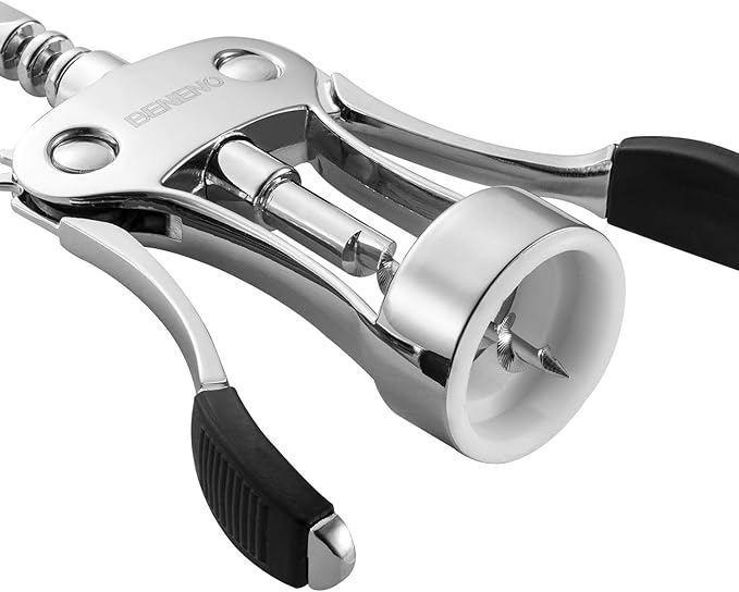 Beneno Wine Opener with Stainless Steel Wine Foil Cutter - Bottle Top Seal Cutter, Zinc Alloy Premium Wing Corkscrew with Multifunctional Bottles Opener, Ash silver - Image 7