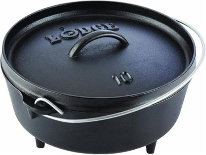 Lodge 4 Quart Pre-Seasoned Cast Iron Camp Dutch Oven with Lid - Dual Handles - Use in the Oven, on the Stove, on the Grill or over the Campfire - Black by Lodge