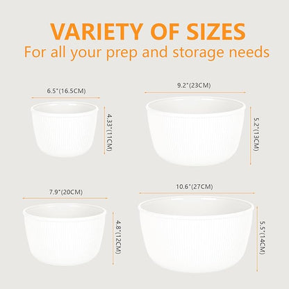 BoxedHome Mixing Bowls with Lids Set, 4 Packs BPA-Free Plastic Prep Bowls for Kitchen, Dishwasher & Microwave Safe, Large Capacity, Beige - Image 2