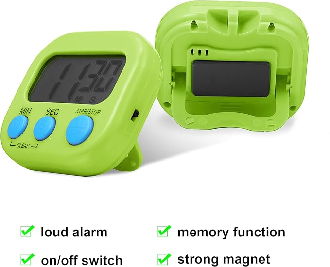Weewooday 4 Pcs Large Classroom Timers Stopwatch Magnetic Kitchen Digital Timer Electronic Countdown Multi Function Loud Alarm Stopwatch for Cooking Sports Study Work Exercise Oven (4 Colors)