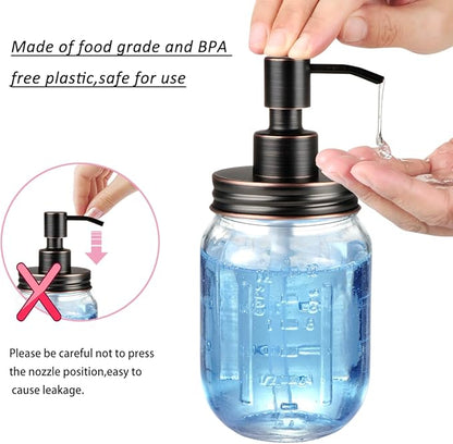 Amolliar Mason Jar Liquid Soap Dispenser Lid, Rust Proof Stainless Steel, Cute Farmhouse Decor for Kitchen, Bathroom, Bath, Refill Liquid Soap Pump for Hand Soap, Dish Soap, Lotion Soap, ORB 1 Pack