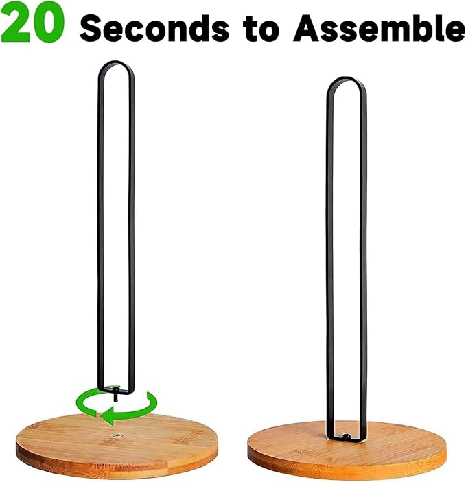 TONLEA Wooden Paper Towel Holder Countertop, Kitchen-Towel-Holder FreeStanding with Non-Slip Base for Bathroom - Image 3