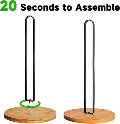 TONLEA Wooden Paper Towel Holder Countertop, Kitchen-Towel-Holder FreeStanding with Non-Slip Base for Bathroom - Image 3