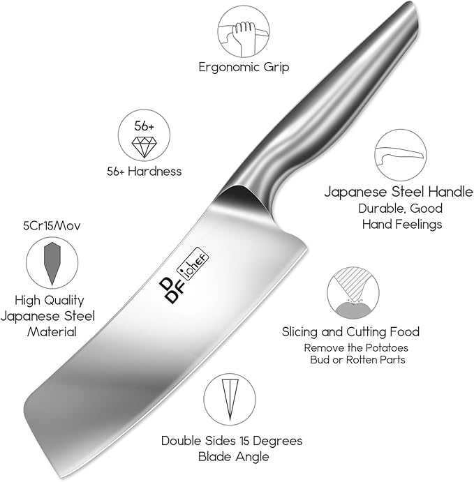 DDF iohEF Nakiri Kitchen Knife, Chef's Knife In Japanese Stainless Steel Professional Cooking Knives, Non-slip Ultra Sharp Knife with Ergonomic Handle - Image 2
