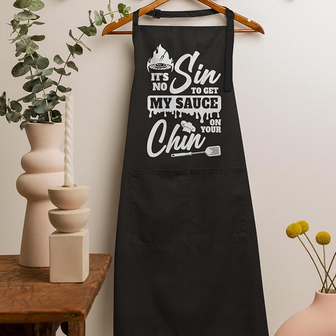 SANDJEST Funny Mens Aprons with Pockets for BBQ Grilling Cooking Grandpa Husband Apron for Birthday Christmas Father's Day