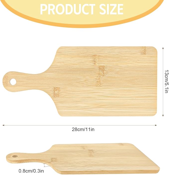 25 PCS Cutting Board Bulk Wood Chopping Board Laser Engraving Serving Board with Handle Charcuterie Boards for Customized Mother's Day Housewarming Gift 11" x 5" Bamboo - Image 2