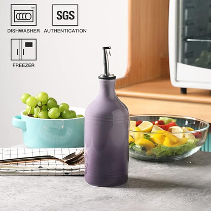 Sweejar Ceramic Olive Oil Dispenser Bottle, Opaque Oil Cruet Protects to Reduce Oxidation, Suitable for Storage Vinegar, Coffee Syrups & Other Liquids, Pack of 1, 15.5 Fl Oz(Gradient Purple) - Image 2