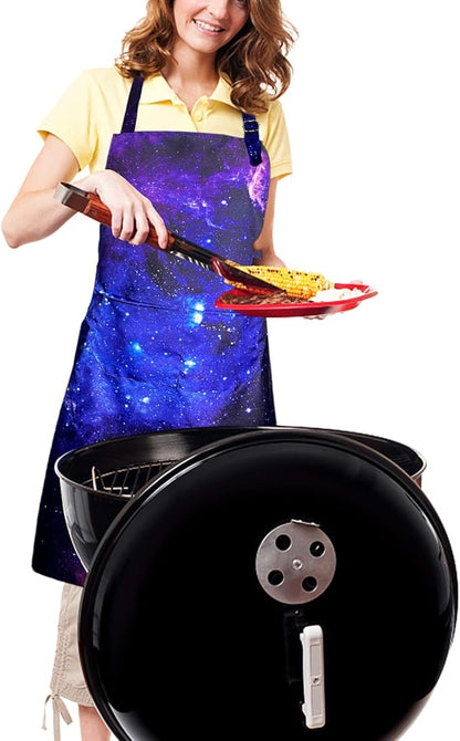 Adjustable Waterproof Apron Bib Apron with 2 Pockets Cooking Kitchen Aprons for Women Men Chef