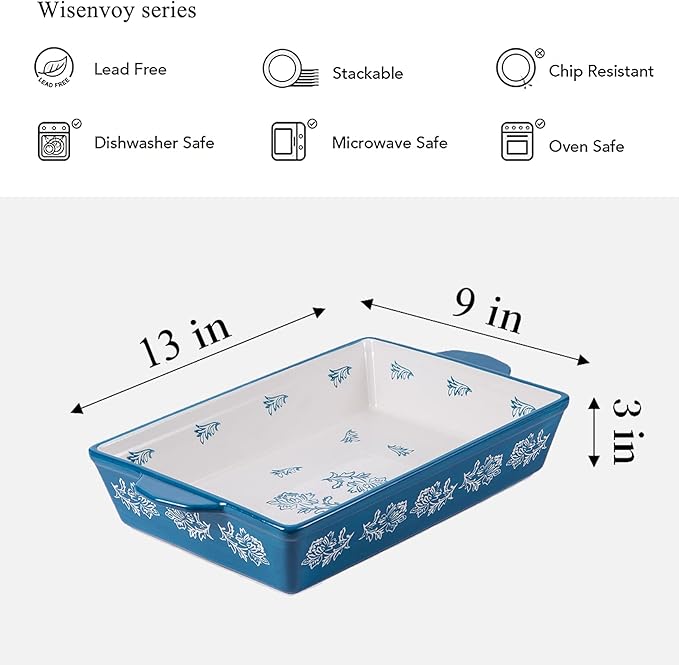 Wisenvoy Casserole Dish Baking Dish Ceramic Lasagna Pan Bakeware Sets Baking Dishes 13x9 Baking Dish Baking Dish Set - Image 2