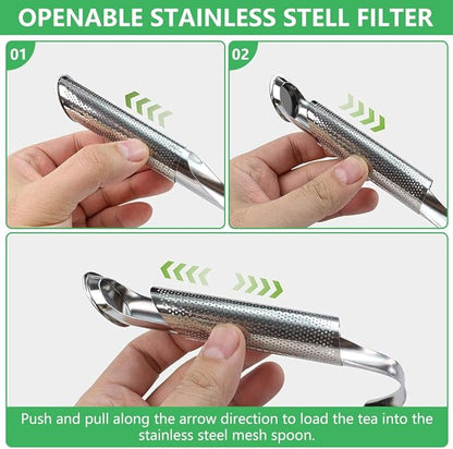 Stainless Steel Tea Diffuser, 2026 Upgraded Tea Pipe Infuser with Hanging Hook & Long Handle, Fine Mesh Tea Steeper for Loose Leaf Tea, Coffee & Spices (Includes Cleaning Brush) (4Pcs)