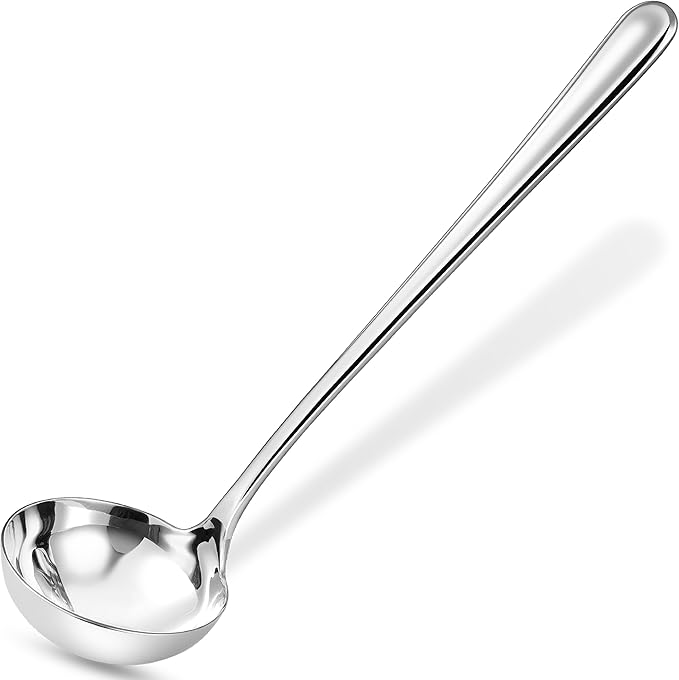 KEAWELL Premium 11" Verona Small Soup Ladle, 18/10 Stainless Steel, Heavy-Duty Construction, High-Polished Finish, Ergonomic Handle for Smooth Pouring, Dishwasher Safe (1, 11" Soup Ladle)