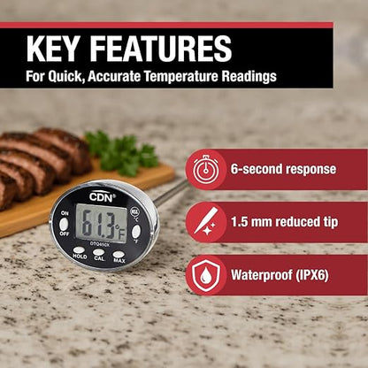 CDN Waterproof Digital Thermometer Long 4.75" Stem, NSF Certified, Ideal for for Bread Baking, Cooking, Brewing - DTQ450X - Image 2
