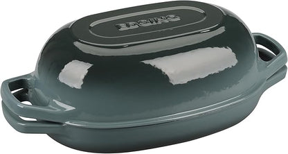 EDGING CASTING Enameled Cast Iron Oval Dutch Oven Pot with Lid, Dutch Oven for Sourdough Bread Baking, Bread Oven, Bread Dutch Oven, Oval Bread Pan, 5qt, Slateblue