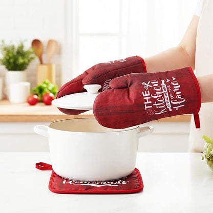 Leinuosen 8 Pcs Kitchen Towels and Oven Mitts Sets Pot Holders Dishcloths Set Kitchen Decorative Accessories Absorbent Potholders Heat Resistant for Chef Baking Cooking - Image 4