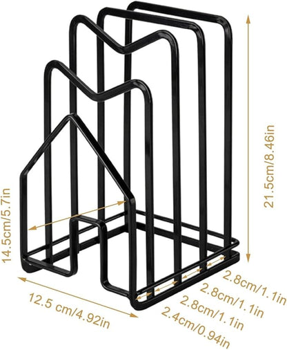 SUNFICON 2 Pack Cutting Board Racks Holders Pot Pan Lids Holders Chopping Board Organizers Thin Bakeware Trays Dry Display Stands Kitchen Countertop Cabinet Office Black - Image 9