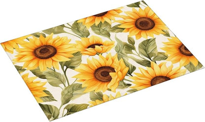 Yellow Sunflower Dish Drying Mat - Reversible Microfiber Design - Absorbent And Versatile Kitchen Essential White - Image 2