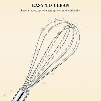 NileHome Stainless Steel Whisk Set 8" 10" 12" Kitchen Whisk Balloon Whisk Kitchen Wisk Wire Whisks for Cooking, Whisking, Blending, Beating, Stirring-3 Pack… - Image 5