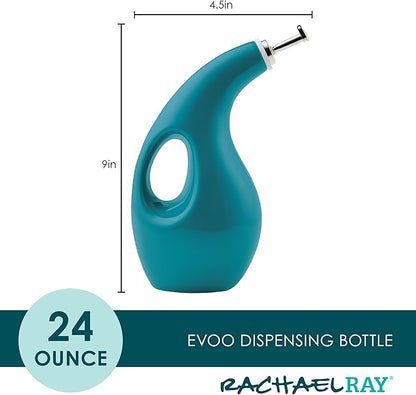 Rachael Ray Ceramics EVOO Oil and Vinegar Dispensing Bottle, 24 Ounce, Turquoise - Image 2