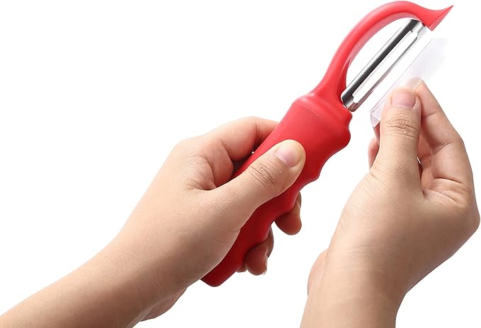 Spring Chef Premium Swivel Vegetable Peeler, Soft Grip Handle and Ultra Sharp Stainless Steel Blades - Perfect Kitchen Peeler For Veggie, Fruit, Potato, Carrot, Apple - Red - Image 8