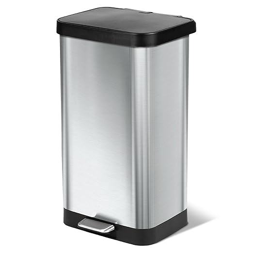 Glad Stainless Steel Step Trash Can with Clorox Odor Protection | Large Metal Kitchen Garbage Bin with Soft Close Lid, Foot Pedal and Waste Bag Roll Holder, 20 Gallon, Stainless by GladTrashFoodStorage