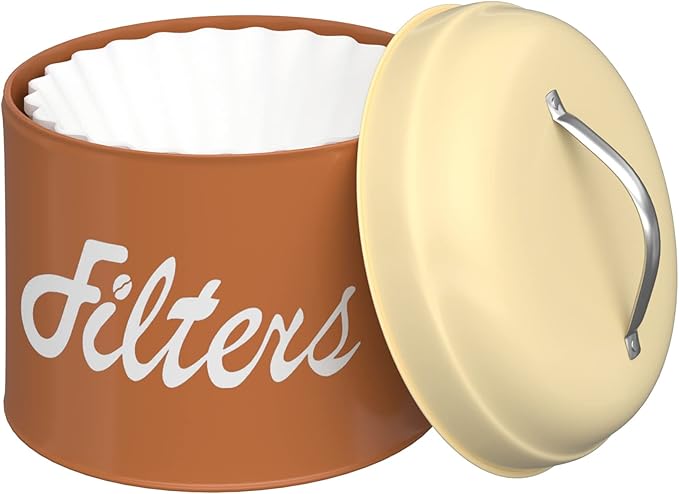 Coffee Filter Holder, Coffee Bar Accessories for Coffee Bar Station, Basket Round Coffee Filter Container Storage for Counter, Coffee bar Decor(Brown) by APOIMNA