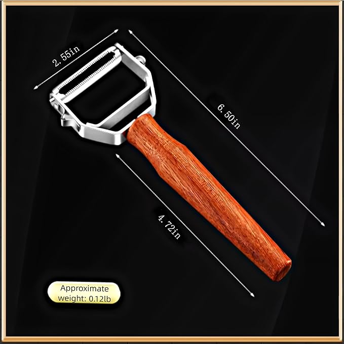 Vegetable Peeler, Stainless Steel Y-Shaped Blade with Wooden Handle, Multi-Purpose Kitchen Tool for Fruits and Vegetables, 6.3 Inches - Image 2