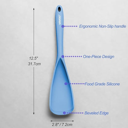 Cooking Spoon for Nonstick Cookwares, VOVOLY Silicone Spoon for Mixing, Scoop, and Scrape,Seamless Design, 12.6'', 2 Pack, Starry Blue - Image 2