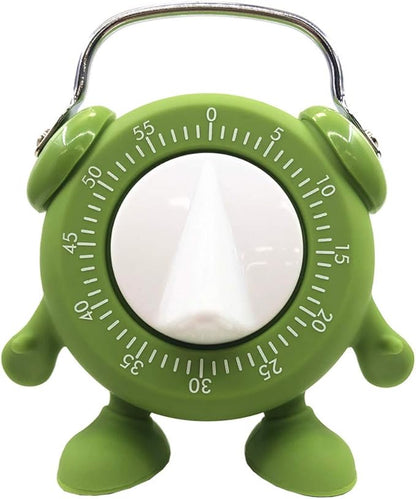 Kitchen Timer, 60 Minutes Countdown Cooking Teaching Egg Potty Training Wind Up Cute Timeout Timer No Battery (Green)