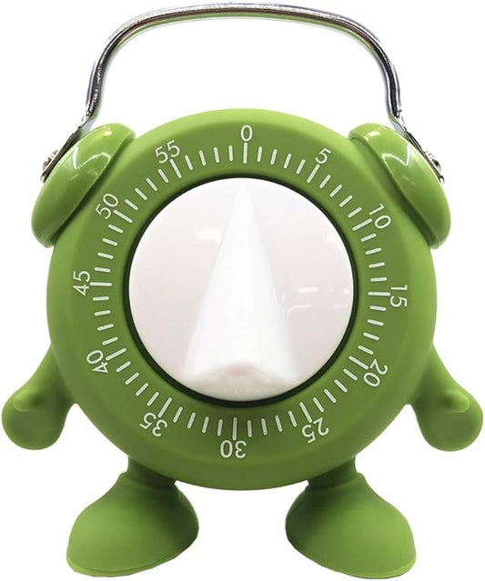 Kitchen Timer, 60 Minutes Countdown Cooking Teaching Egg Potty Training Wind Up Cute Timeout Timer No Battery (Green)