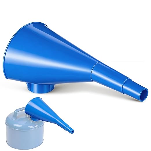 Plastic Funnel for Type I Metal Safety Cans, Compatible with Eagle F15FUN, Fits 1/2/5 Gallon Cans, 10" HDPE Funnel, Includes Diesel Only, Gasoline Only, Mixed Fuel Stickers(1 Pack,Blue)