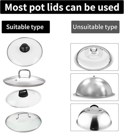 Pot Lid Holder While Cooking, 304 Stainless Steel Spoon Rest with Lid Holder for Countertop, Multifunctional Pan Lid Storage and Utensil Organizer for Stove Top
