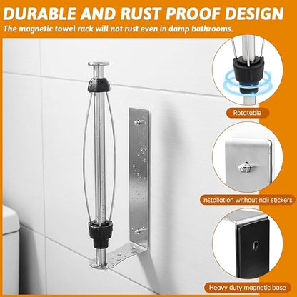 Magnetic Paper Towel Holder with Adjustable Damping - One Hand Tear, No Drill Adhesive Mount, Strong Magnet for Kitchen, Fridge, RV, Garage, Grill (Color:Silver)