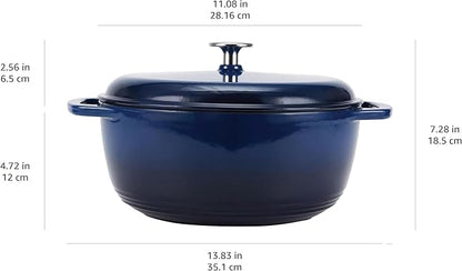 Amazon Basics Enameled Cast Iron Dutch Oven Pot with Lid, Dual Handles, Heavy-Duty, Oven Safe for Stews, Roasting, Baking, 6-Quart, Navy - Image 4