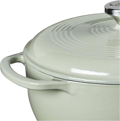 Lodge 4.5 Quart Enameled Cast Iron Dutch Oven with Lid – Dual Handles – Oven Safe up to 500° F or on Stovetop - Use to Marinate, Cook, Bake, Refrigerate and Serve – Desert Sage - Image 5