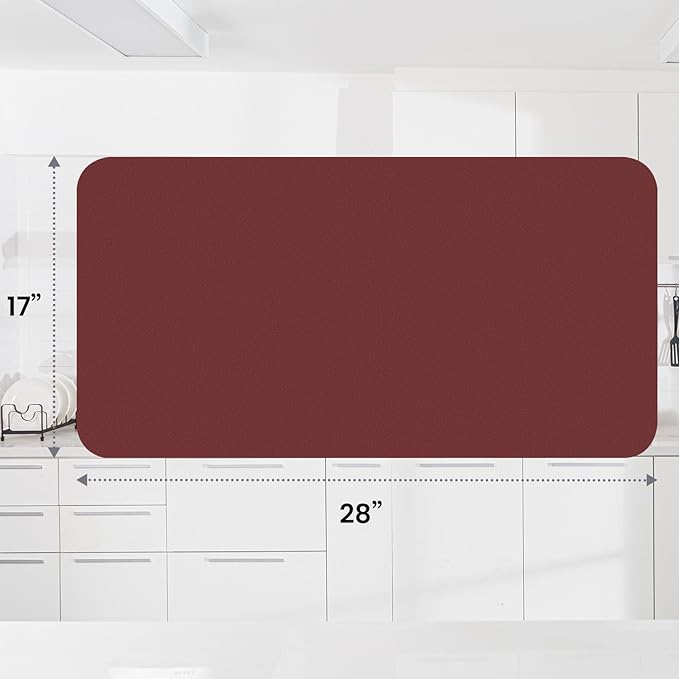 WISELIFE Dish Drying Mat Super Absorbent Drying Mat Large Dish Drying Mats for Kitchen Counter Easy Clean Dish Mat Kitchen Drying Mat18"x 28" Classic Red - Image 3