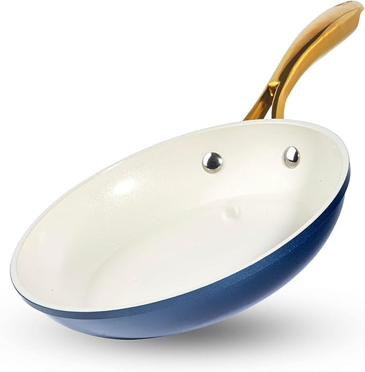GOTHAM STEEL 10 Inch Non Stick Frying Pans Nonstick Frying Pan, Nonstick Pan, Cooking Pans, Non stick Skillet, Non-Stick Pan, 100% PFOA Free Ceramic Coating, Dishwasher Safe, Navy Cream