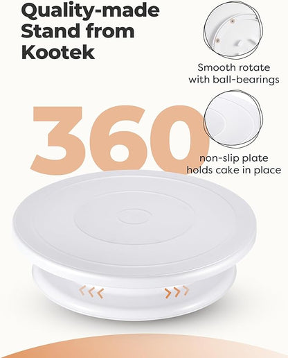 Kootek 71PCs Cake Decorating Kit, Baking Supplies Tools - Includes Cake Stand Turntable, 12 Icing Piping Tips Set, 2 Frosting Spatulas, 3 Scrapers, 50+2 Piping Bags, Coupler, Video Tutorial, Booklet - Image 3