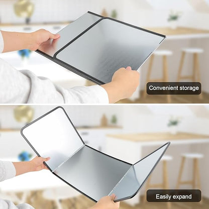 3 Sided Foldable Splatter Guard, Stainless Steel Grease Splatter Screen, Non-Stick Oil Splash Guard, Anti-Grease Cooking Shield, Heat-Resistant Stove Protector with Safe Edge, Easy to Clean (Medium) - Image 7