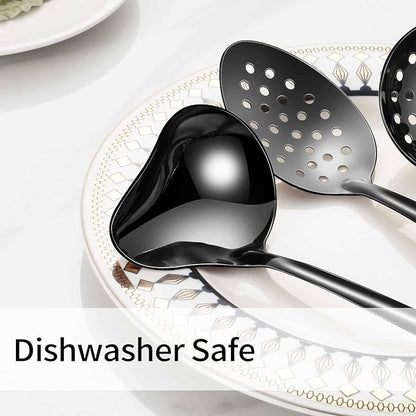 Lazycorner Cooking Utensil Set 11 Pcs Stainless Steel Kitchen Utensils Set Wok Utensils Kitchen Tool Set Spatula Set Heat Resistant Metal Kitchen Tools Ergonomic HandleEasy to Clean Dishwasher Safe