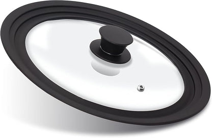 Anaeat Silicone Universal Lid for Pots, Pans and Skillets - Tempered Glass Covered with Heat Resistant Silicone Rim Fits 9.5", 10" and 11" Diameter Cookware -Easy to Use Replacement Frying Pan Cover