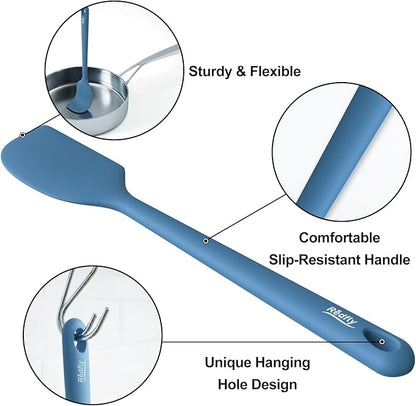 Redfly Silicone Spatula Set, 5 Piece Food Grade Silicone Cooking Utensils Set, Rubber Spatula Heat Resistant Nonstick for Baking, Cooking, Kitchen Utensils Dishwasher Safe Blue - Image 3