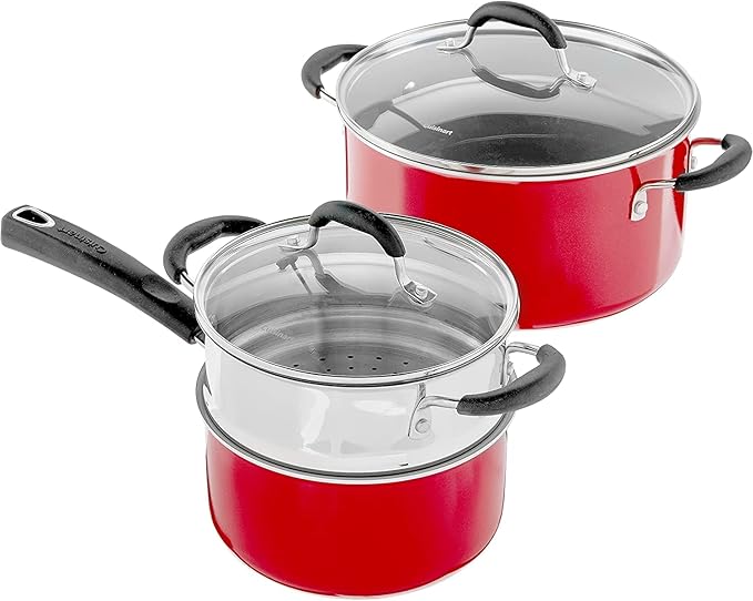 Cuisinart 54C-11R 11-Piece Ceramica XT Nonstick Cookware Set, Red/Stainless Steel - Image 7